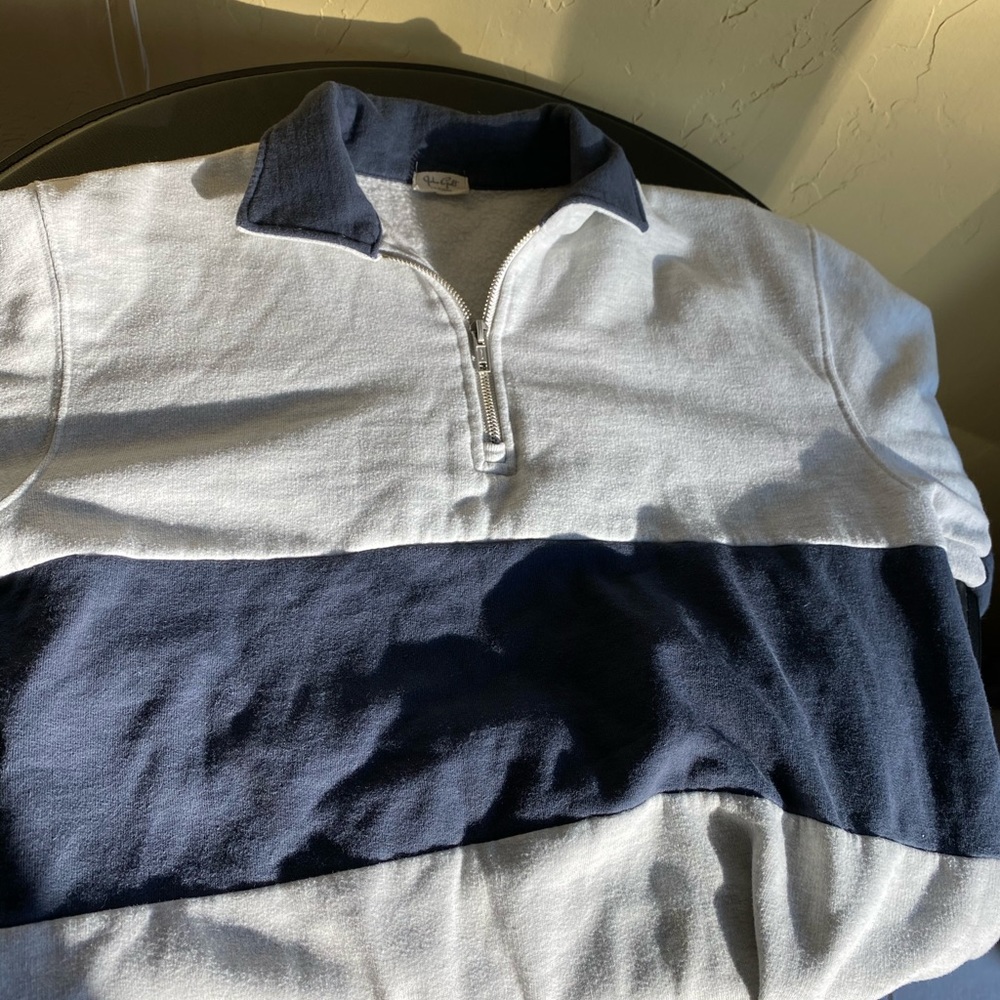 Grey & blue quarter zip